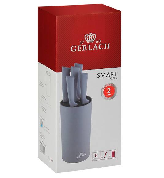 GERLACH SMART GREY Komplet 5 noży w bloku / antypoślizgowa rękojeść