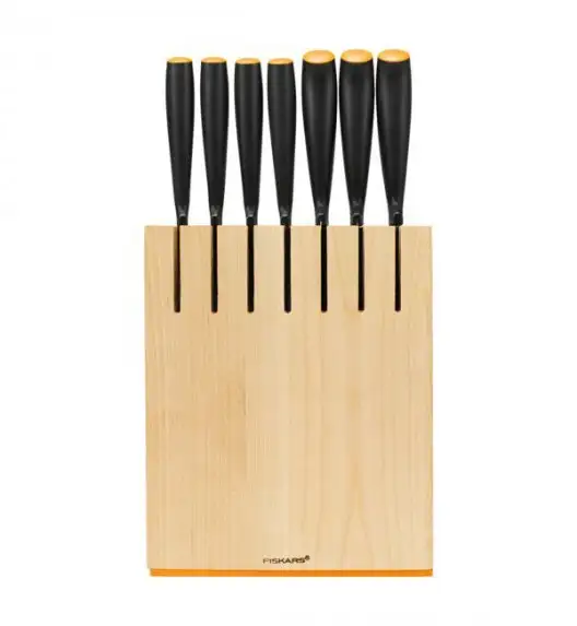 FISKARS FUNCTIONAL FORM 1018781 Komplet 7 noży kuchennych w bloku drewnianym / Rękojeść Softgrip®
