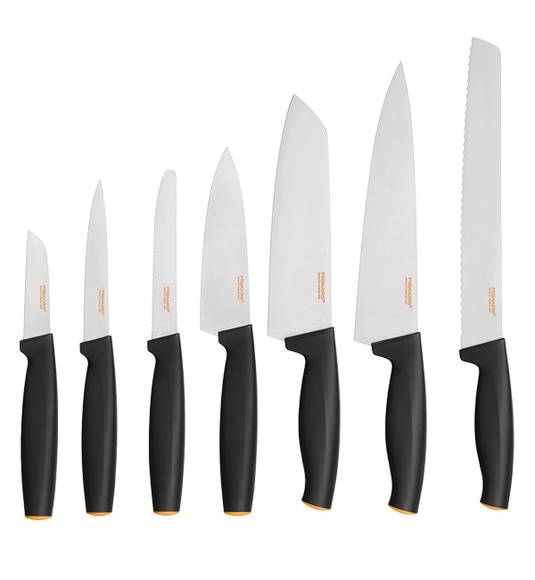 FISKARS FUNCTIONAL FORM 1018781 Komplet 7 noży kuchennych w bloku drewnianym / Rękojeść Softgrip®