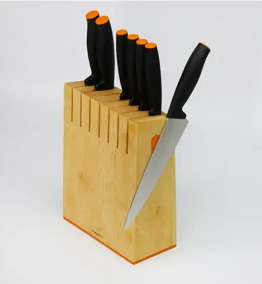 FISKARS FUNCTIONAL FORM 1018781 Komplet 7 noży kuchennych w bloku drewnianym / Rękojeść Softgrip®