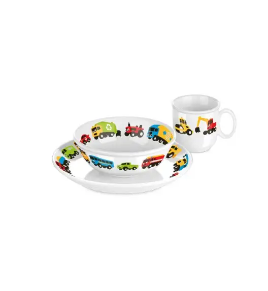 WYPRZEDAŻ! TESCOMA BAMBINI AUTKA Komplet obiadowy dla dzieci / 3 elementy / porcelana