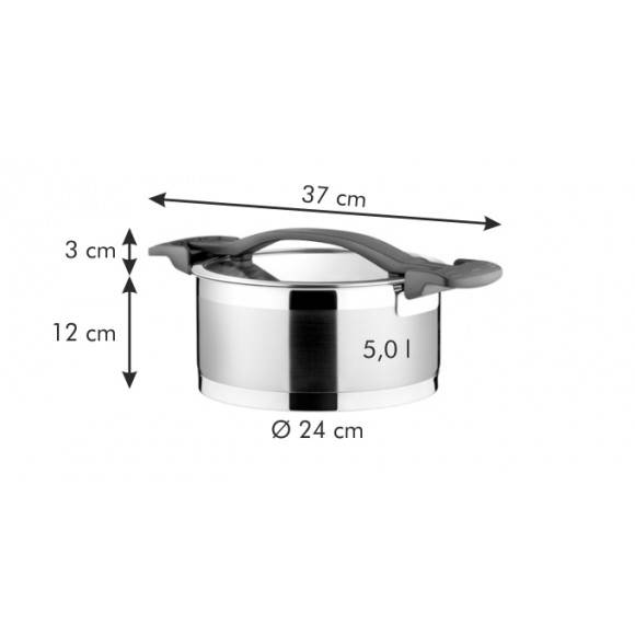 WYPRZEDAŻ! Garnek ze stali nierdzewnej z pokrywką Tescoma Ultima ø 24 cm / 5 l - wysoka jakość