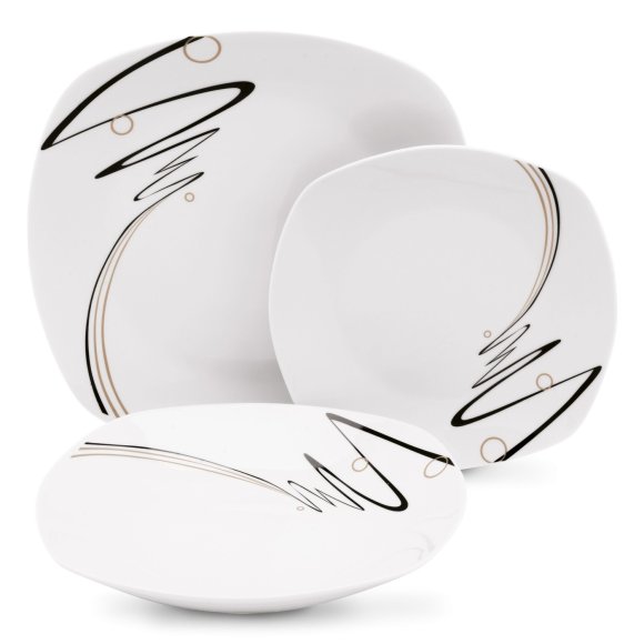 TADAR WSTĘGA Serwis obiadowy 18 elementów dla 6 osób / porcelana