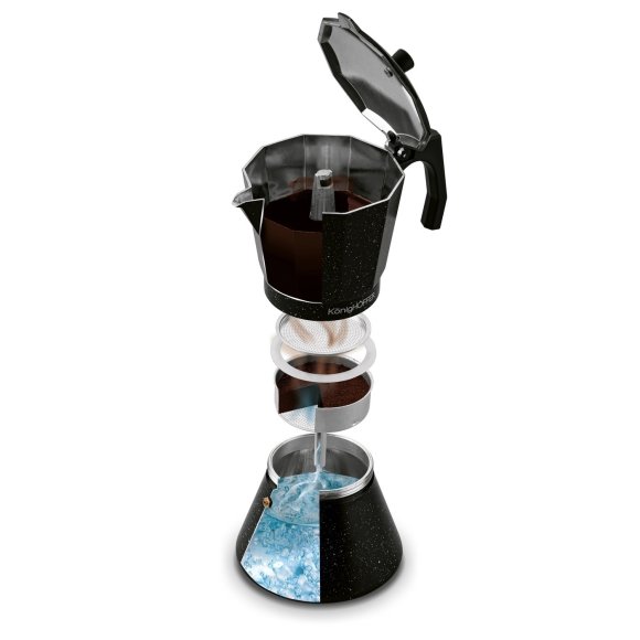 KÖNIGHOFFER BLACK GRANITE MARBLE Kawiarka do espresso 450 ml / aluminium
