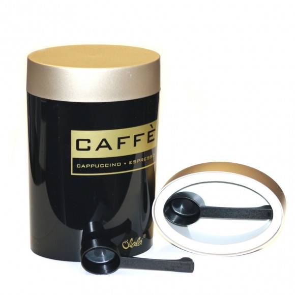 O'LaLa Pojemnik owalny z miarką do kawy 0,6 L czarno-złoty / COFFEE AND TEA / FreeForm