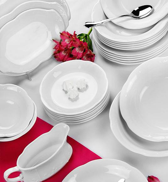 CHODZIEŻ KAMELIA C000 BIAŁA Serwis obiadowy 44 el / 12 osób / polska porcelana
