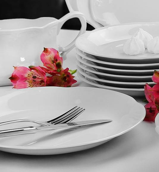 CHODZIEŻ KAMELIA C000 BIAŁA Serwis obiadowy 44 el / 12 osób / polska porcelana
