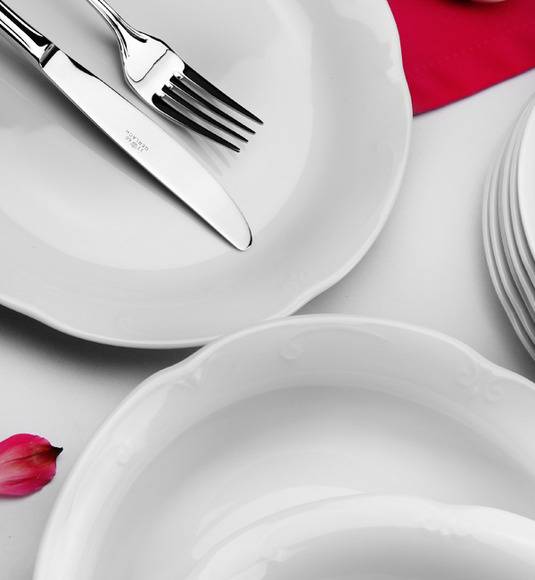 CHODZIEŻ KAMELIA C000 BIAŁA Serwis obiadowy 44 el / 12 osób / polska porcelana