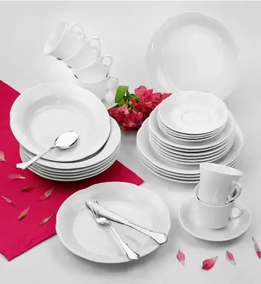 CHODZIEŻ KAMELIA Serwis obiadowo-kawowy 60 el / 12 osób / porcelana