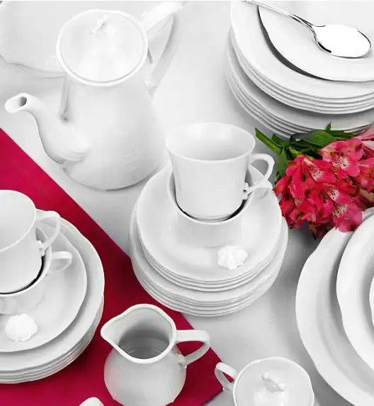 CHODZIEŻ KAMELIA C000 BIAŁA Serwis obiadowo-kawowy 83 el / 12 osób / porcelana