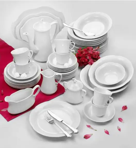 CHODZIEŻ KAMELIA Serwis obiadowo-kawowy 83 el / 12 osób / porcelana