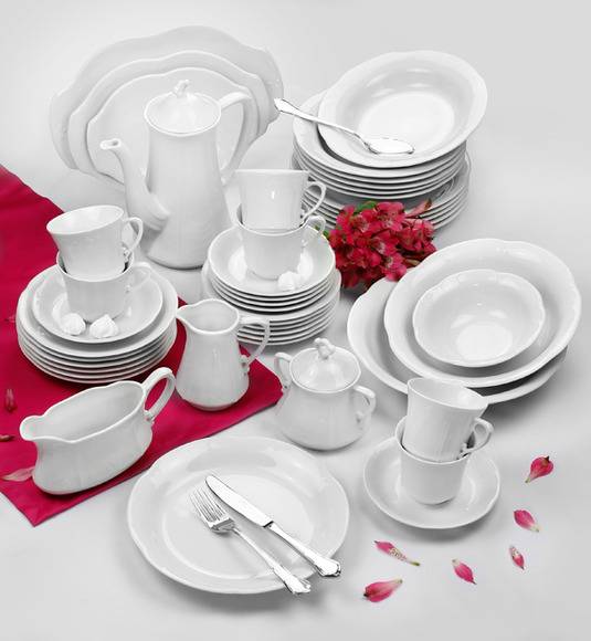 CHODZIEŻ KAMELIA C000 BIAŁA Serwis obiadowo-kawowy 83 el / 12 osób / porcelana