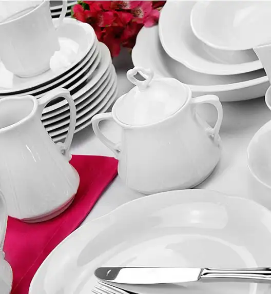 CHODZIEŻ KAMELIA C000 BIAŁA Serwis obiadowo-kawowy 83 el / 12 osób / porcelana