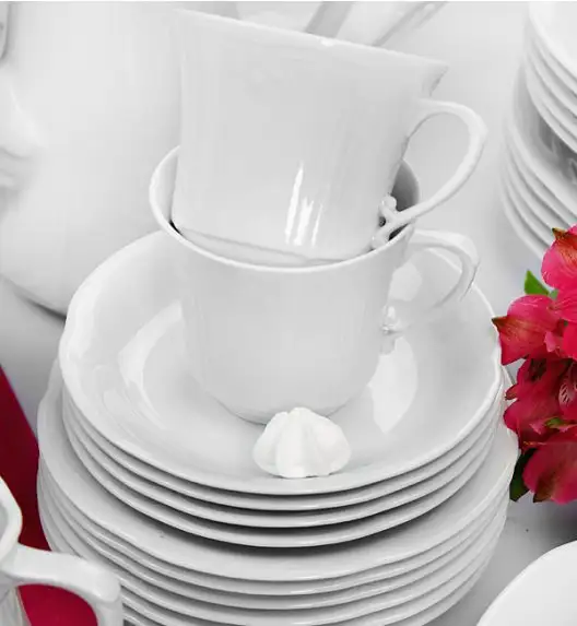 CHODZIEŻ KAMELIA C000 BIAŁA Serwis obiadowo-kawowy 83 el / 12 osób / porcelana