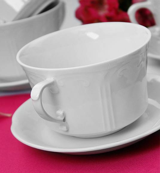 CHODZIEŻ KAMELIA Komplet Bulionówki 400 ml + spodki 16 cm / 12 el / 6 os / porcelana