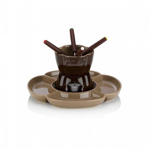 KELA FIORE Zestaw do fondue czekoladowego 250 ml dla 4 osób / ceramika