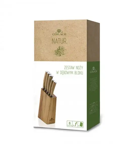 GERLACH NATUR Komplet 5 noży w bloku + nożyce do drobiu