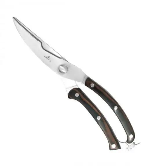 GERLACH NATUR Komplet 5 noży w bloku + ostrzałka 2w1 + nożyce do drobiu + deska