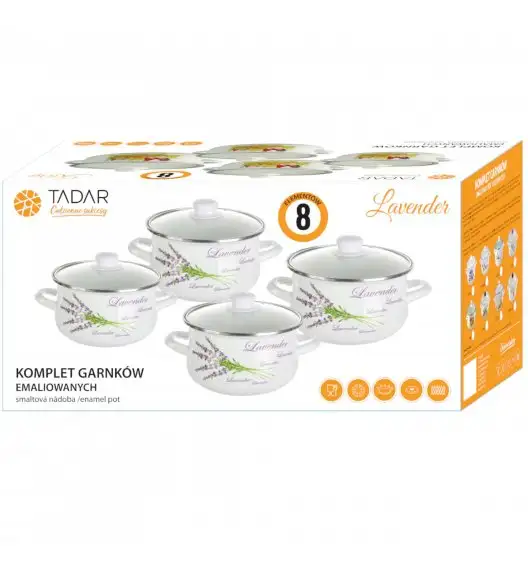 TADAR GARDEN Komplet garnków emaliowanych 8 el / indukcja