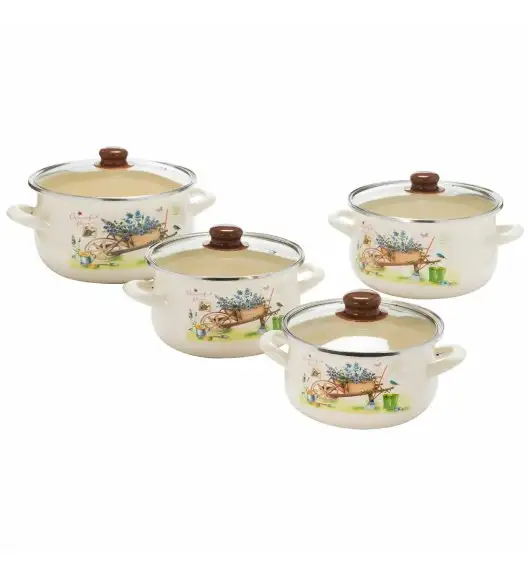 TADAR GARDEN Komplet garnków emaliowanych 8 el / indukcja
