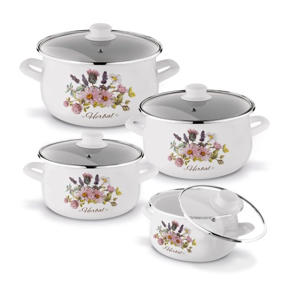 TADAR HERBAL Komplet garnków emaliowanych 8 el / indukcja