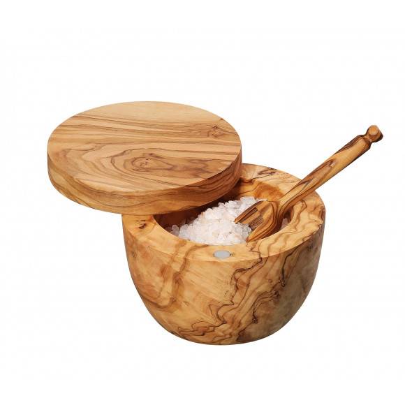 ZASSENHAUS Pojemnik na sól, drewno oliwne ⌀ 9,5×7 cm / FreeForm