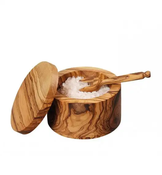 ZASSENHAUS Pojemnik na sól lub przyprawy, drewno oliwne ⌀ 9×7 cm / FreeForm