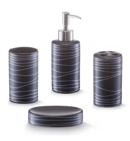 ZELLER BLACK 4-częściowy zestaw akcesoriów łazienkowych 200 ml / ceramika