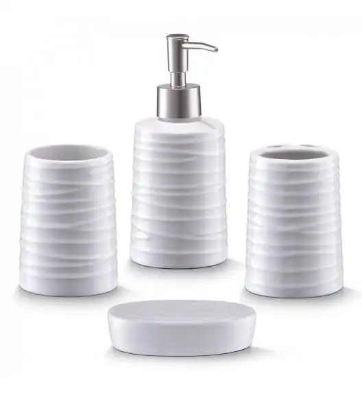 ZELLER WHITE&WHITE 4-częściowy zestaw akcesoriów łazienkowych 200 ml / ceramika