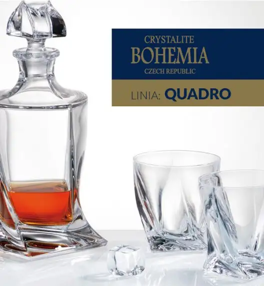 BOHEMIA QUADRO Zestaw do whisky karafka + szklanki 7 el / szkło kryształowe CR71A500