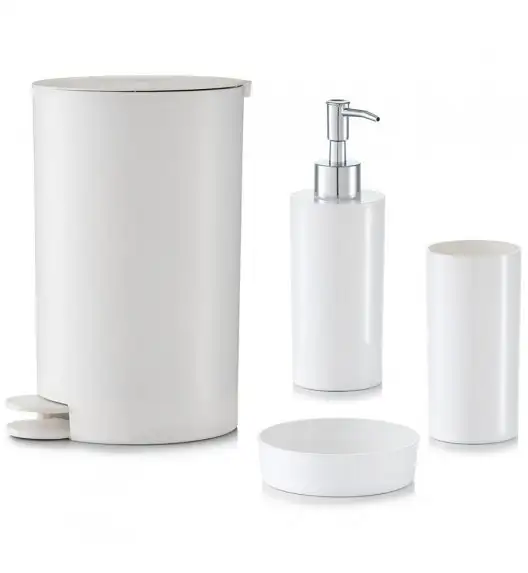 ZELLER CASUAL WHITE 4-częściowy zestaw akcesoriów łazienkowych / tworzywo sztuczne 
