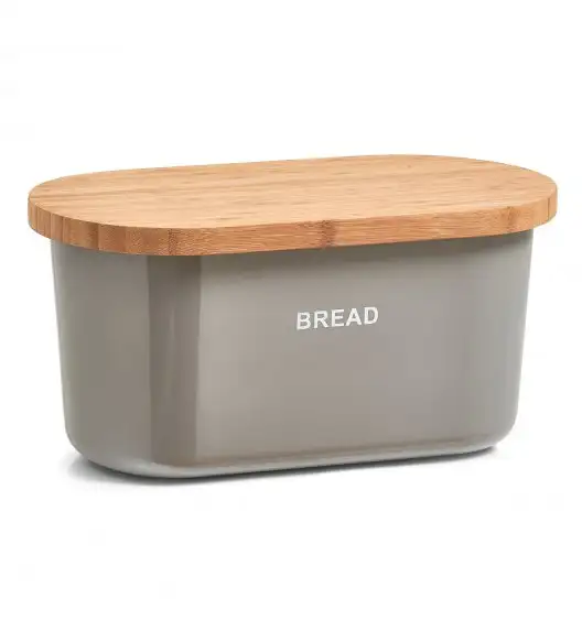 ZELLER BREAD Chlebak z deską do krojenia 2w1 / 36 cm / szary / tworzywo sztuczne