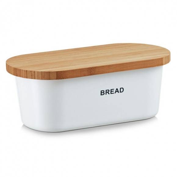 ZELLER BREAD Chlebak z deską do krojenia 2w1 / 36 cm / biały / tworzywo sztuczne