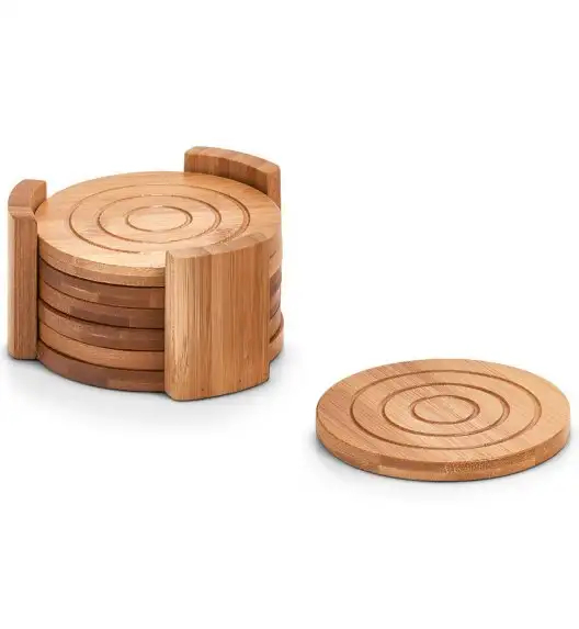 ZELLER Zestaw okrągłych podkładek Ø12 cm 7 części / drewno bambusowe 