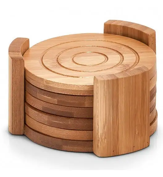 ZELLER Zestaw okrągłych podkładek Ø12 cm 7 części / drewno bambusowe 