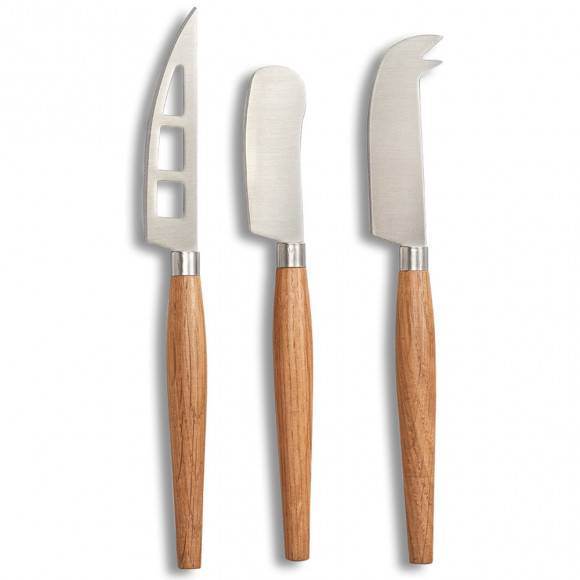 ZELLER Zestaw noży kuchennych do sera 3 elementy 17 cm / drewno akacjowe 