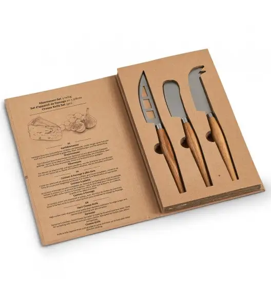 ZELLER Zestaw noży kuchennych do sera 3 elementy 17 cm / drewno akacjowe 