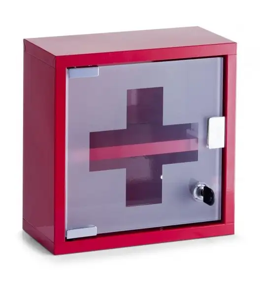ZELLER Szafka na lekarstwa 12 x 25 cm / czerwony / 2 poziomy / metal 