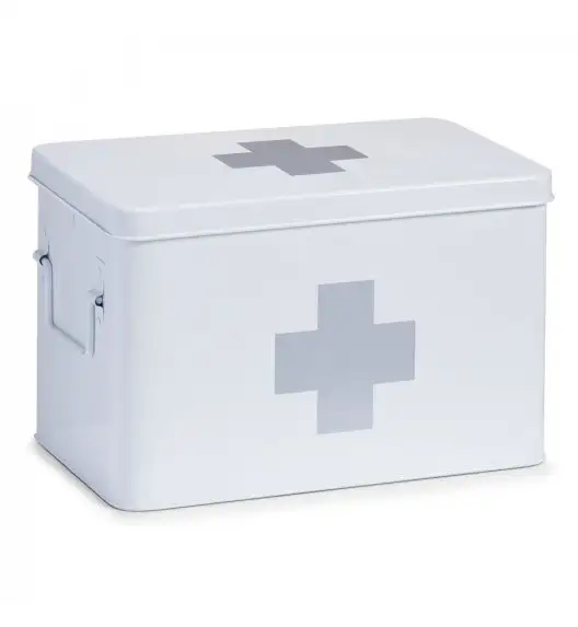 ZELLER Pudełko na lekarstwa 20 x 32 cm / białe / metal