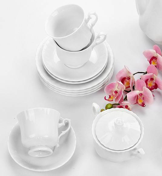 CHODZIEŻ IWONA C000 BIAŁA Serwis kawowy 39 el / 12 osób / porcelana