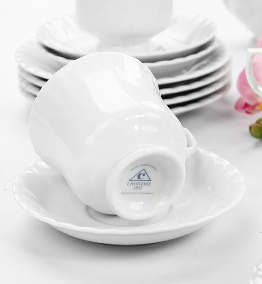 CHODZIEŻ IWONA C000 BIAŁA Serwis kawowy 39 el / 12 osób / porcelana