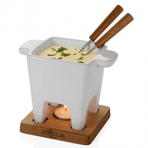 BOSKA Zestaw tapas fondue 200 ml / ceramika + drewno dębowe / LENA