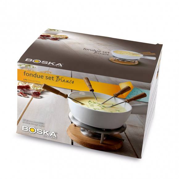 BOSKA Zestaw fondue 1 l / ceramika + drewno dębowe / LENA