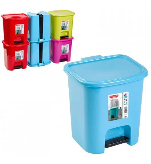 PLASTIC FORTE CUBE Kosz na śmieci z pedałem / 7,5 l / mix kolorów