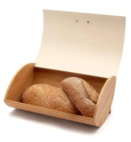 KÖNIGHOFFER COSMIC Chlebak kremowy z otwieraną pokrywą 35 cm / drewno bambusowe