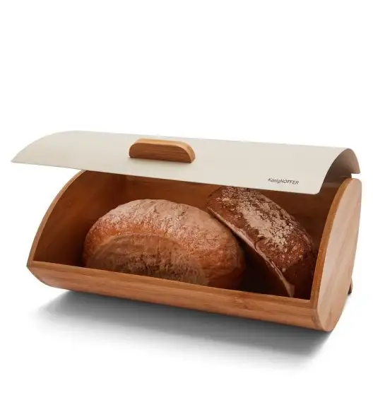 KÖNIGHOFFER COSMIC Chlebak kremowy z otwieraną pokrywą 35 cm / drewno bambusowe