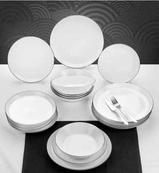KAROLINA TRENDY BLACK CIRCLE Serwis obiadowy 36 elementów dla 12 osób / Porcelana
