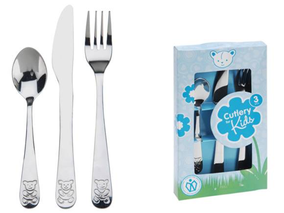 EXCELLENT HOUSEWARE Komplet sztućców dla dzieci 3 elementy / stal nierdzewna