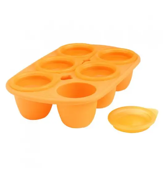 MASTRAD Forma z 6 wgłębieniami na posiłki dla dziecka 60 ml / pomarańczowa / tworzywo sztuczne / LENA