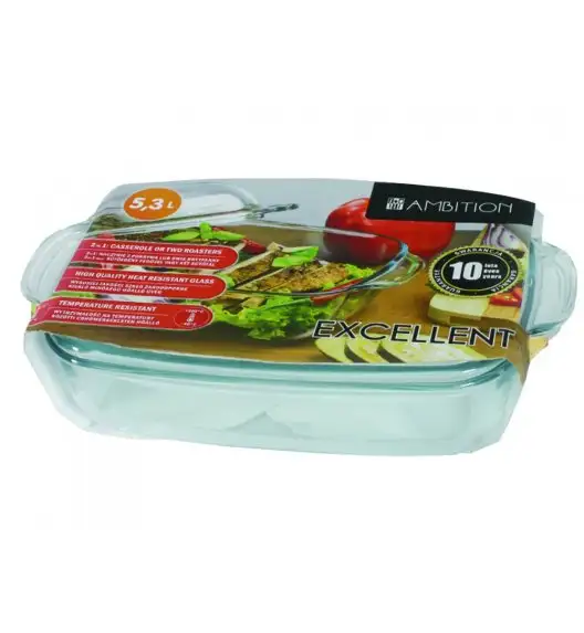 AMBITION EXCELLENT Naczynie żaroodporne z pokrywką / prostokątne 5,3 L / szkło / 32991